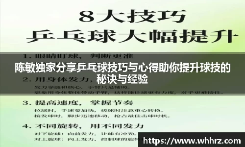 陈敏独家分享乒乓球技巧与心得助你提升球技的秘诀与经验